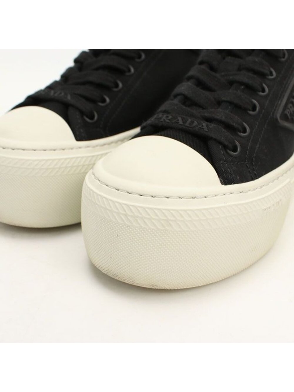Prada Low Cut Triangle Logo Sneakers Cotton - Picture 7 of 9
